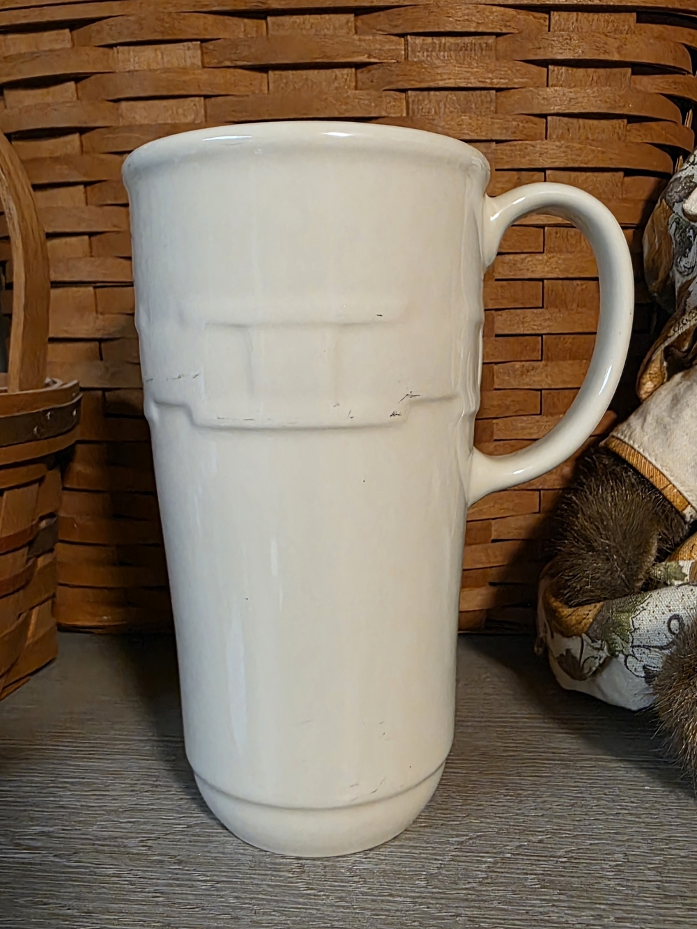 Longaberger Woven Traditions latte mug in ivory